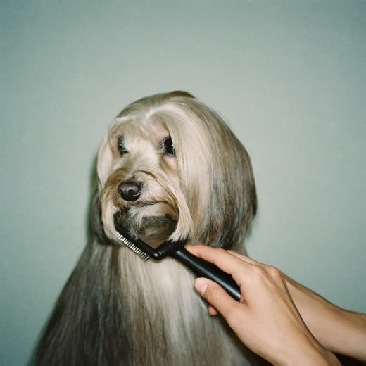 A small dog being bathed